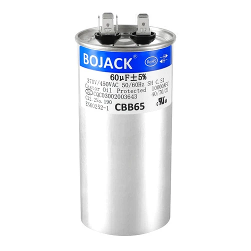 BOJACK 60 uF ±5% 60 MFD 370/450 V CBB65 Round Run Start Capacitor for AC Motor Run or Fan Start and Cool or Heat Pump Air Conditione