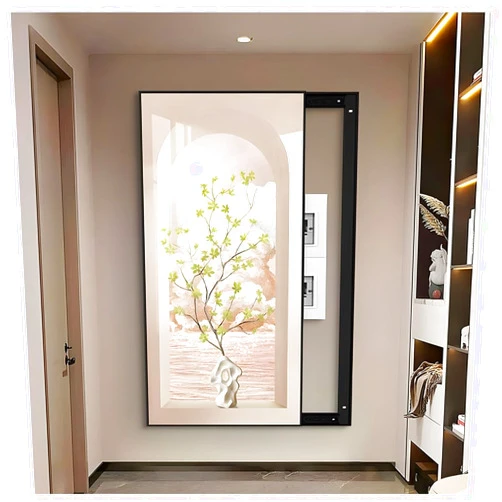 Zfmnoyev Electrical Panel Cover Decoration, Hidden Circuit Breaker Panel Decorative Painting, Wall Mounted Fuse Box Cover Cabinet, Aluminum Alloy Frame(B,50x100 cm/19.7x39.4 in)