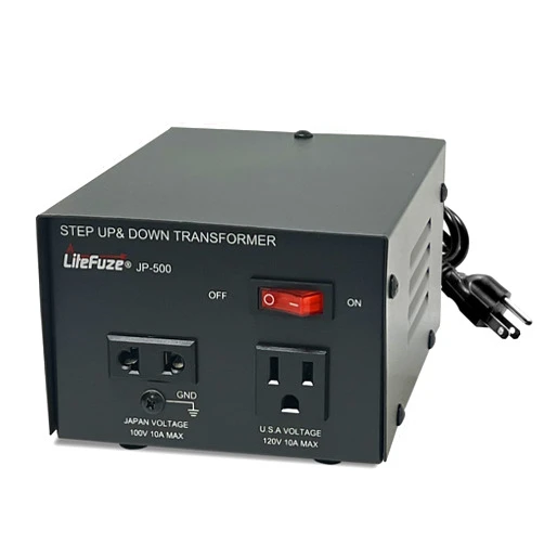LiteFuze JP-500 Heavy Duty Step Up & Down Transformer - 500W Voltage Converter Japanese and US appliances only with Fuse Protection (JP-500)