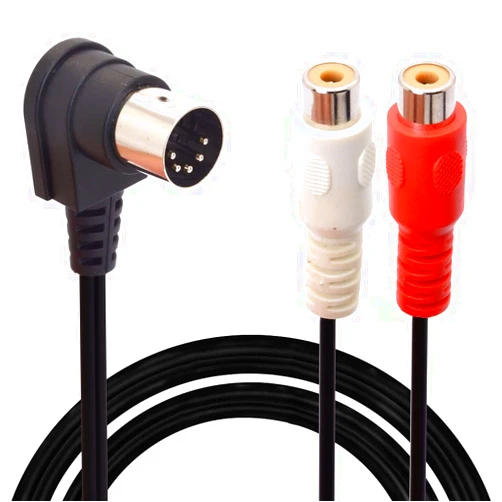 HTGuoji Din 5 Pin to RCA Cable. 90 Degree Right Angle 5 Pin Din Male Plug to 2 RCA Female Professional Grade Audio Cable Adapter for Bang & Olufsen, Naim, Quad, Stereo Systems (50 cm / 1.6 FT)