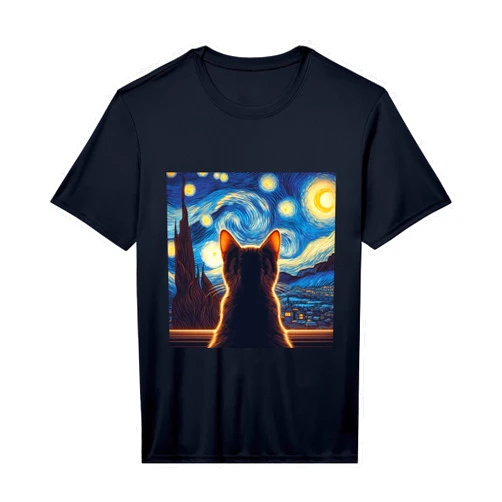 You're Art Gallery Clothes Starry Night Cat Design - Van Gogh Inspired Art Performance T-Shirt