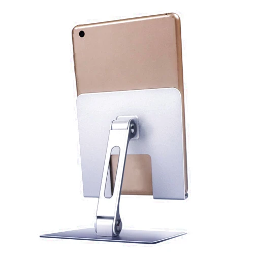 NIYET Tablet Stand for Desk, Adjustable and Stable Tablet Holder, Multi-Angle Foldable, Universal Compatibility for 4-13.3 Inches Tablets (Silver)