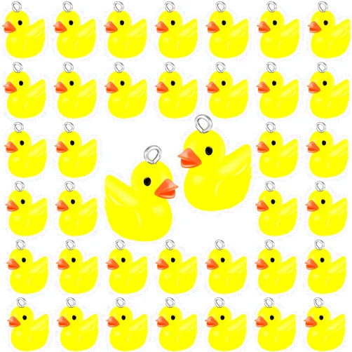 Jetec 80 Pieces Mini Resin Duck Charms Pendants Findings Charm DIY Duck Pendants for Bracelet Necklace Earrings Keychain Crafts