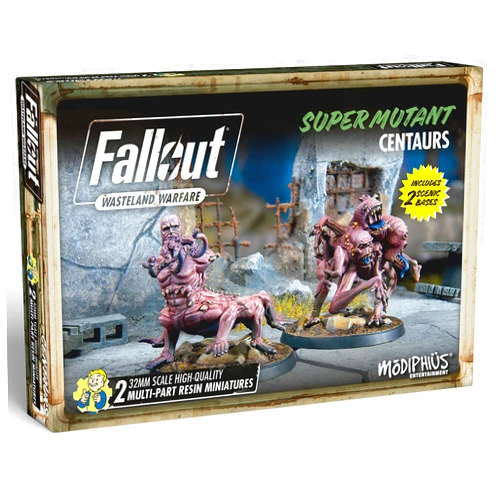 Modiphius: Fallout: Wasteland Warfare: Super Mutants - Centaurs - 2 Figures, Forged in Fire Wave, 32mm Multi-Part Resin Unpainted Miniatures,Grey