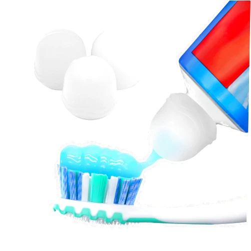 Chrome Cherry SqueezMe Self-Closing Toothpaste Caps, Silicone Lid for Kids & Adults, No Mess Toothpaste Dispenser, Self-Standing Easy Squeezer Cap, Bathroom Accessory, Clear, Pack of 3