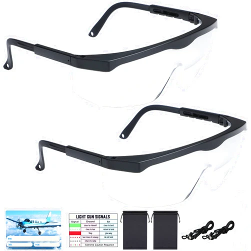 Saysurey 2 Set Aviation Flight Training Glasses Adjustable View Limiting Goggles Device, Tag Light Gun Signal(Clear)