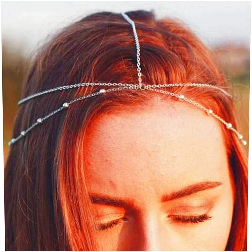 Chicque Boho Head Chain Jewelry Layered Headpiece Bead Hair Chain Wedding Festival Hair Accessories for Women and Girls