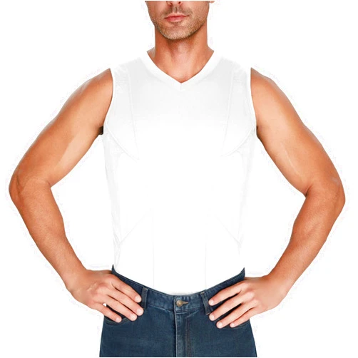 NELKBI Conceal Carry Shirts for Men V Neck Concealed Carry Tank Top Sleeveless Holster Shirt with Two Large Pockets