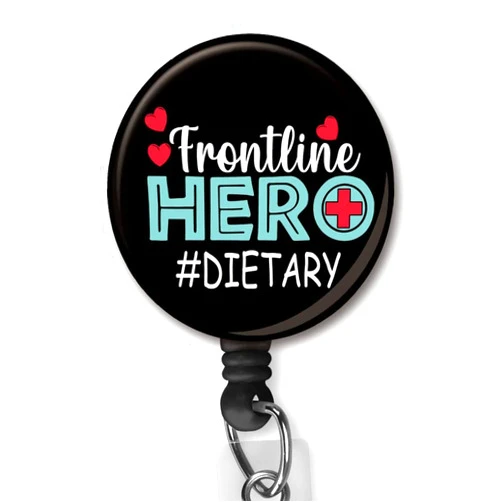Yzkkbi Frontline Hero Dietary Nurse Badge Clip ID Name Card Keychain Retractable Badge Reel Alligator Clip Nylon Cord Nurse Doctor Lanyard