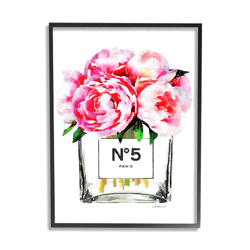 Stupell Industries Glam Paris Vase with Pink Peony Framed Giclee Texturized Art, Proudly Made in USA
