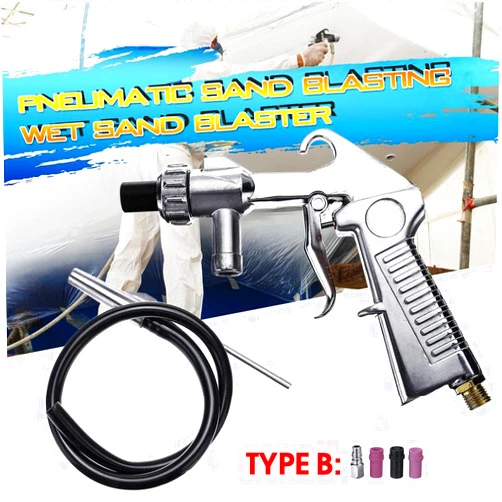 Lifyn2 M5RU Sand Blaster Gun Kit Sandblaster Feed Blast Spray Gun Sandblasting Gun Abrasive Tool Ceramic Nozzles Tips Kit Pneumatic Tools (Color : SandblasterTYPE B)