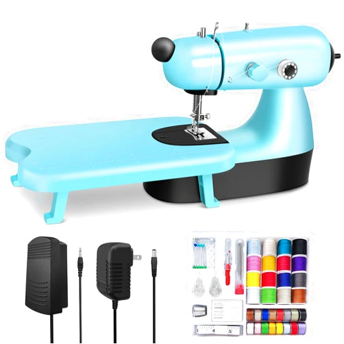 LorSou Mini Sewing Machine, Upgraded Electric Sewing Machine with Sewing Bag, Expansion Board, LED Light, Fast Stitch Suitable for Clothes,Cutains,Jeans,DIY Home Travel