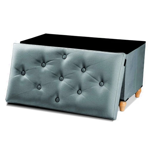 Wamnexti 30Inch Cube Storage Ottoman with Legs, Foldable Large Ottomans with Storage Foot Rest Footstool for Living Room Bedroom, Linen Grey