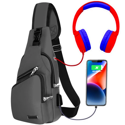 Redaica Sling Bag for Women Mens Crossbody Bag, Chest Bag Sling Backpack with USB Charging Port for Walking Hiking