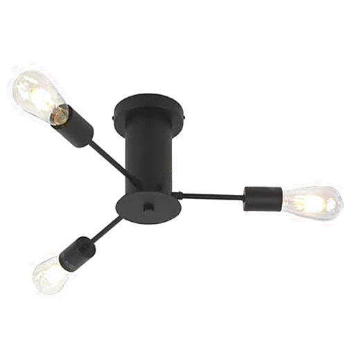 LKYUYV Modern Sputnik Chandelier 3-Light Semi Flush Mount Ceiling Light Fixture Satin Nickel Hanging Pendant Light with E26 Base for Kitchen Island, Bedroom,Dining Room,Kitchen,Office (Black)