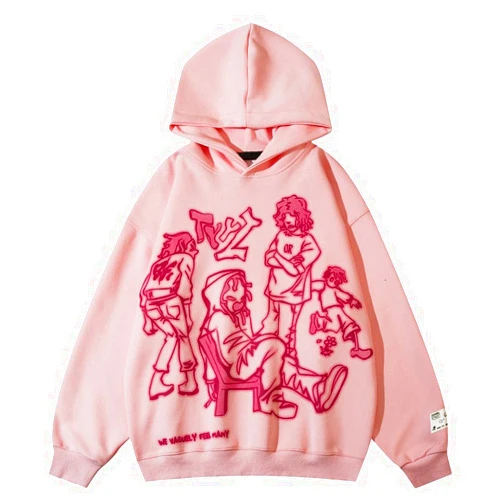 Aelfric Eden Mens Graphic Oversized Hoodie Cartoon Character Print Streetwear Casual hoodies y2k Hooded Sweatshirt