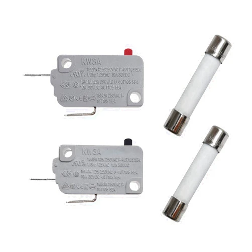 YOLISTIC (Pack of 4) Microwave Oven Door Switch & 20 Amp 250V Fuse Slow-Blow Time Delay Ceramic Fuses 6x30mm Compatible and Universal Replacement for Microwaves