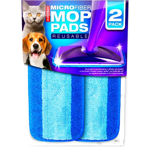 Millifiber Reusable Mop Pads Compatible with Swiffer WetJet (2 Pack) - Microfiber Mop Refill for Wet Mopping Cloths - Hardwood Floor Cleaning Spray Pads Reusable Replacements