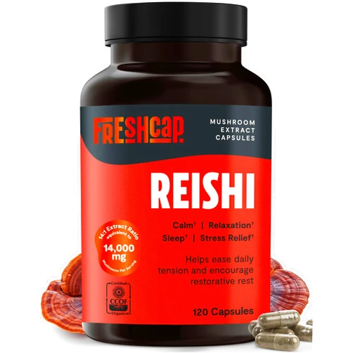 FreshCap Mushrooms FreshCap Organic Mushroom Capsules Supplement - Fruiting Body Extract (Reishi, 120 Capsules)