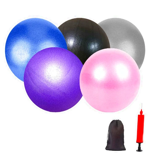 MOMPLUS Exercise Pilates Mini Yoga Balls Barre Small for Home Stability Squishy Training Physical Therapy Improves Balance with Pump