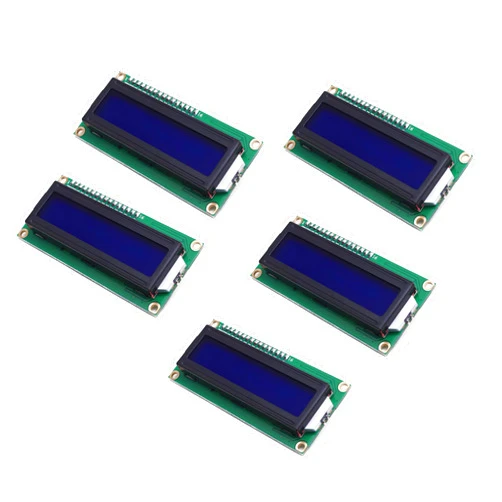 Teyleten Robot LCD1602 LCD Display Screen Module 16X2 Character Serial Blue Backlight LCD Module PCF8574T PCF8574 IIC I2C for Raspberry Pi Arduino STM32 DIY (5PCS)