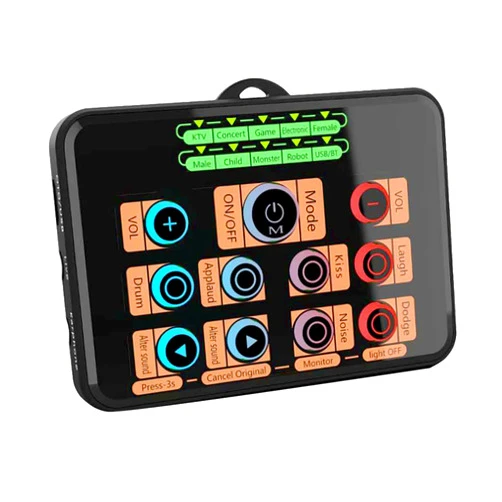 Hosabely Voice Changer, Compact Sound Card for PS4/PC/Xbox/Switch/Phone/Pad,Sound Effects Machine Mixer Board for Skype YouTuber Karaoke Gaming Recording Live Streaming with Microphone/Green LED Light