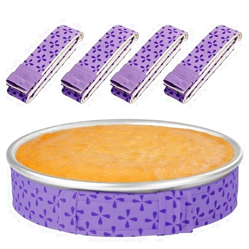 LinaLife 4 pack Cake Pan Strips Dampen Strips,Cake Pan Strips Super Absorbent Thick Cotton,Keeps Cakes More Level Prevents Crowning with Heat Protection Belt Bake Pan Even Strip Baking Tools