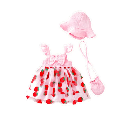 SODLON Toddler Girl Summer Dress Infant Baby Girl Casual Clothes Sleeveless Bowknot Beach Sundress with Hat