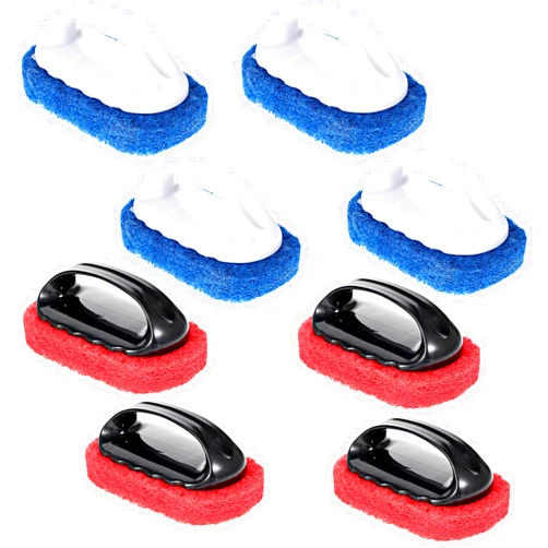 MAQUITA 8 Pack Teak Brush Cleaner with Handle Teak Cleaning Brush Cleaning Scrub Scouring Pads Scrubbers for Simple Easy Polishing Refinishing Clean up Boat Accessories