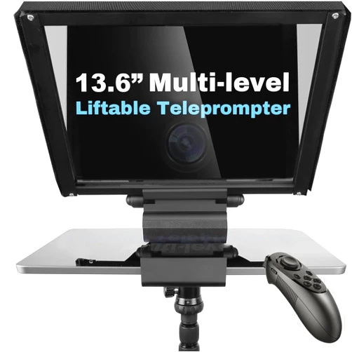 ILOKNZI 13.6-inch Aluminum teleprompter for Camera, Freely Adjustable Screen, Accommodates 12.9-inch Tablets, with Remote Control and Free Exclusive apps