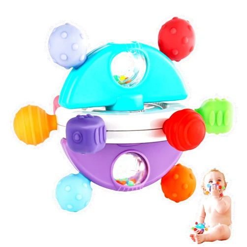 PADONISE Baby Teething Toys, Montessori Sensory Teether Toy for Babies 0 3 6 9 12 18 Months 1 Year Old, Shower Gift for Infant Newborn Boys Girls, Baby Rattle Travel Essentials Toy, Chew Relief Development Toy