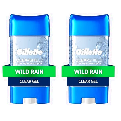 Gillette Antiperspirant and Deodorant for Men, Clear Gel, Wild Rain Scent, 3.8 oz (Pack of 2)