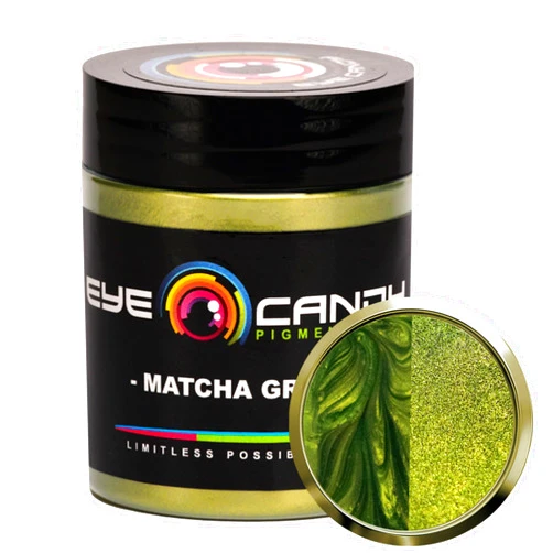 Eye Candy Premium Green Mica Powder Pigments (25gr) | Multipurpose DIY Arts and Crafts Additive | Acrylic, Woodworking, Bath Bombs, Resin, Epoxy, Soap, Fishing Lures (Matcha Green)