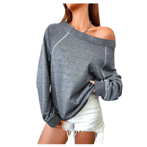 RoseSeek Women's Off The Shoulder Sweatshirts Trendy Long Sleeve Pullover Tops Fall Clothes Fashion