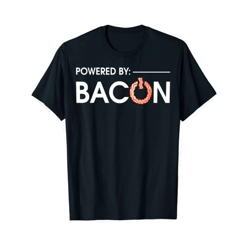 Cool Love Hog Pig Cuts Strips Meat Eater Designs Funny Powered By Bacon Gift For Men Women Pork Belly Lover T-Shirt