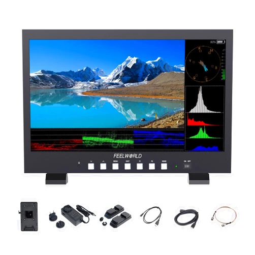 FEELWORLD FVM215 1000 Nits 21.5-inch Broadcast Monitor with Waveform, 3D LUT, 8-bit Color Depth, 4K60Hz HDMI & 3G-SDI Input/Output