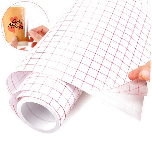 MAQIHAN Transfer Tape for Vinyl - 12 in x 16.4 FT Vinyl Transfer Paper, Transfer Tape for Permanent Vinyl with Red Grid,Clear Transfer Tape Paper Roll for Decals,Windows,Signs,Stickers