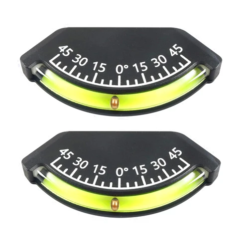 RQG 2 Pack Brass Offroad Inclinometer, High Definition Small RV Level, Boat Angle Finder Slope Indicator Camper Level Gauge, for Tractor Trailer RV Offroad Accessories 4x4