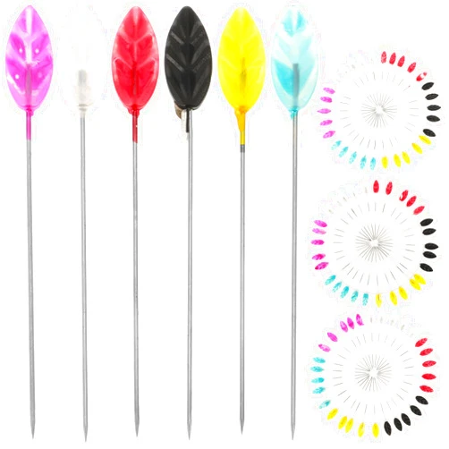 EXCEART 3pcs Sewing Head Pins Leaf Head Beading Needle Decorative Straight Quilting Pins for Maps Calendar Fabric DIY Embroidery Patchwork