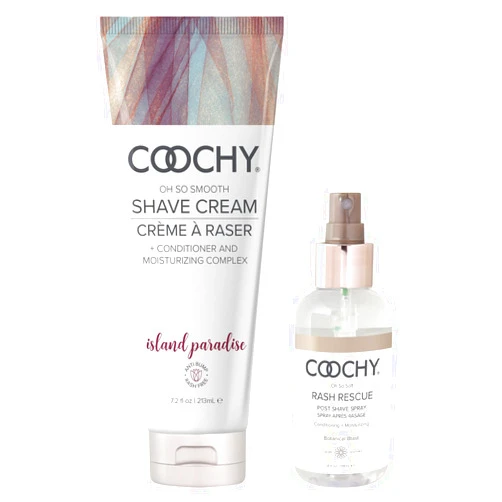 Coochy Rash-Free Shave Cream & After Shave Protection Mist | Conditioner & Moisturizing Complex | Ideal for Sensitive Skin, Anti-Bump | Tightens Pores | Island Paradise & Botanical Blast | Pack of 2