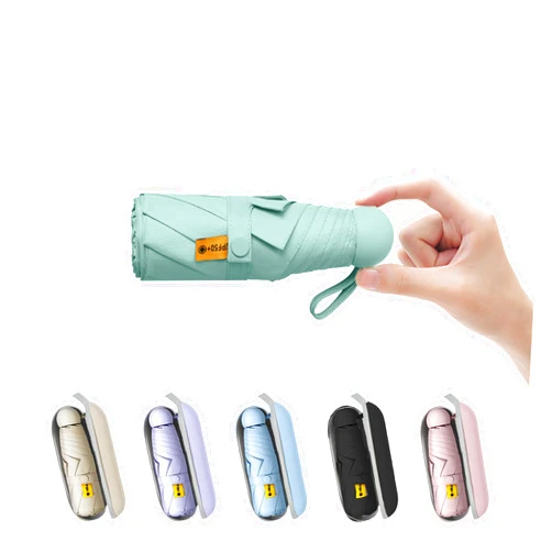 BAODINI Travel Mini Umbrella for Purse With Case-Small Compact UV Umbrella Protection Sun-Lightweight Tiny Pocket Umbrella with Case for Women, Girls