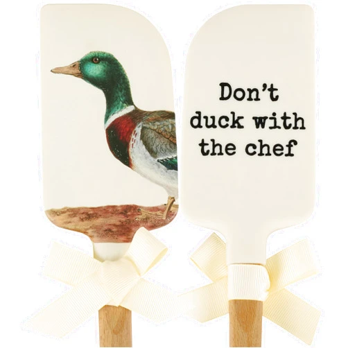Primitives by Kathy double-sided silicone novelty cooking spatula/Farmhouse Collection/vintage art of a duck on front/
