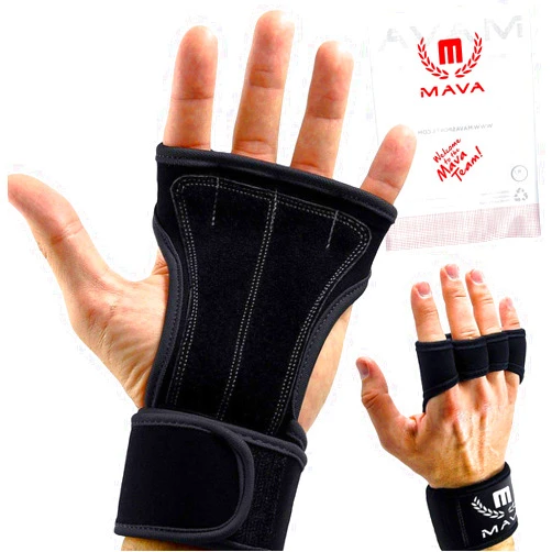 Mava Sports Leather Padding Gloves Cross Training Gloves with Wrist Support for WODs,Gym Workout,Weightlifting & Fitness-Leather Padding, No Calluses-Suits Men & Women-Weight Lifting