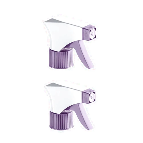 DOMPEL Trigger Sprayers valves, color lilac, thread 28/410, made with stainless steel springs and glass balls, with spray and stream Model 101D. (Spray heads only, bottles not included) (2)