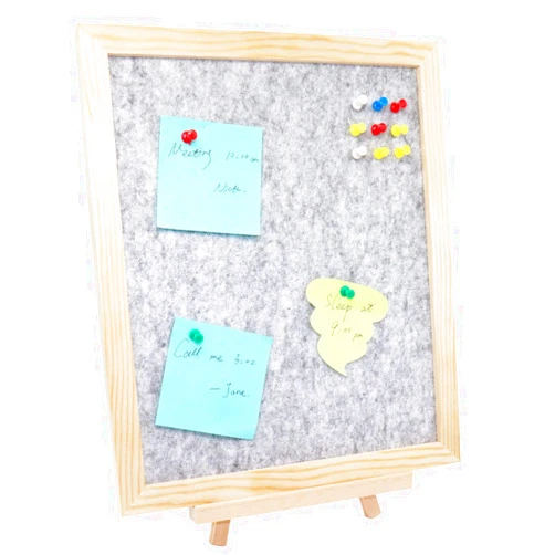Omitfu 13 x 11 inch Framed Felt Bulletin Board with Tabletop Stand Memo Message Notice Pin Board for Home Office, A Box of Push Pins Included