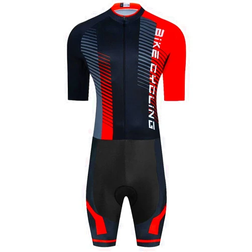 SUDU SUDO Men's Cycling Jersey Set Skinsuit One Piece Bike Shirts Triathlon Suit Bicycle Shorts with Gel Padded