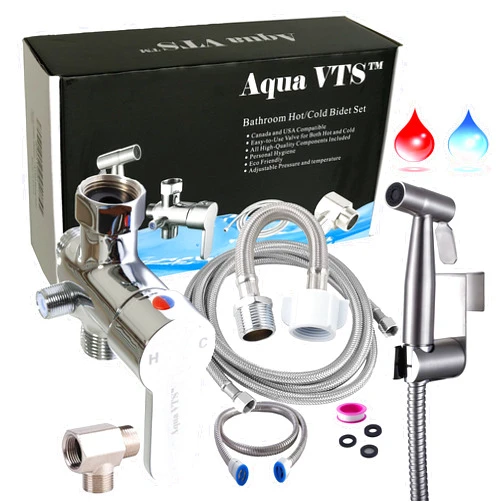 Aqua VTS Spray Bidet, Shattaf, with Hot & Cold Mixing Valve with TOTO Hose