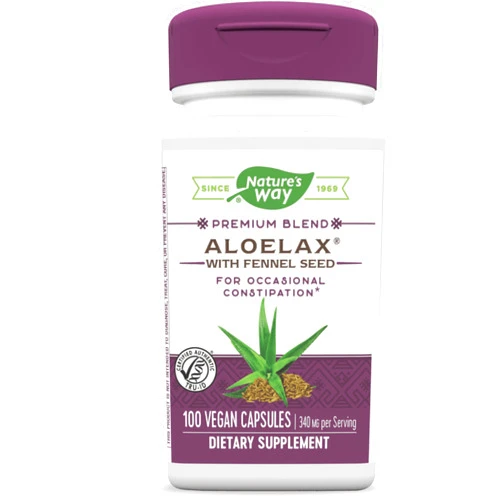 Nature's Way Aloelax, Premium Blend, with Fennel Seed, Relieves Occasional Constipation*, 340 mg, Gluten Free, Vegan, 100 Capsules