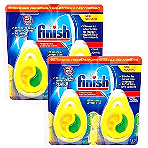 Finish Dishwasher Freshener, 220 washes, Citrus Lemon Lime Scent, Pack of 4, 0.17 fl oz / 5ml