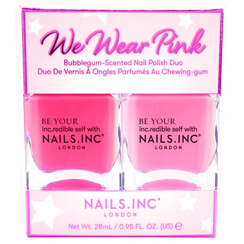 Nails Inc Nails.INC We Wear Pink Nail Polish Duo, Long Lasting Glossy Nail Color with Bubblegum Scent, Cruelty Free, Vegan, Includes Pink To The Core and Choose Pink